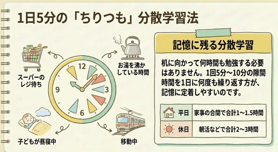 1日5分ちりつも分散学習法：スキマ時間を活用する時計型ロードマップ