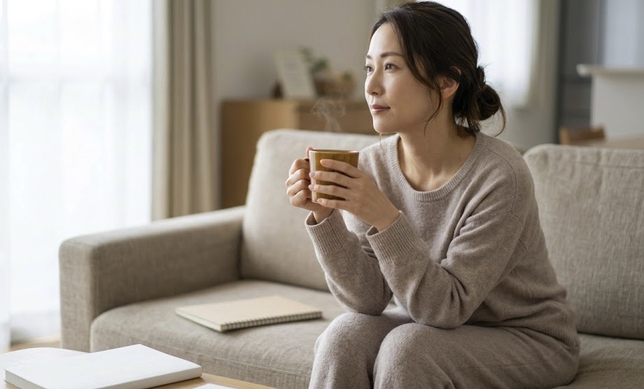 クレアールの合格保証を検討する主婦が受講料の不安について考える様子