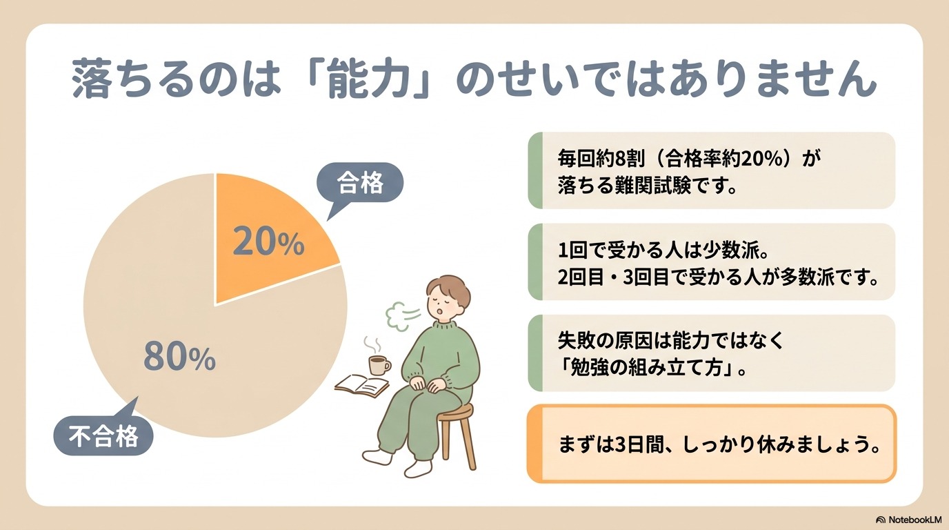 簿記2級 落ちたのは能力ではない 合格率20%の現実と3日間休息の手順