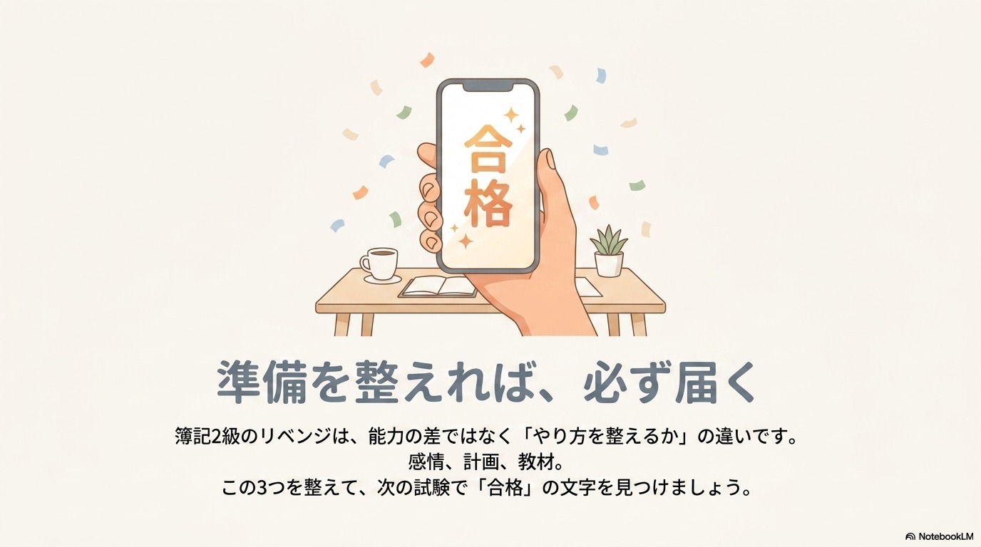 簿記2級 落ちた経験を整えて合格通知を手にする未来の自分
