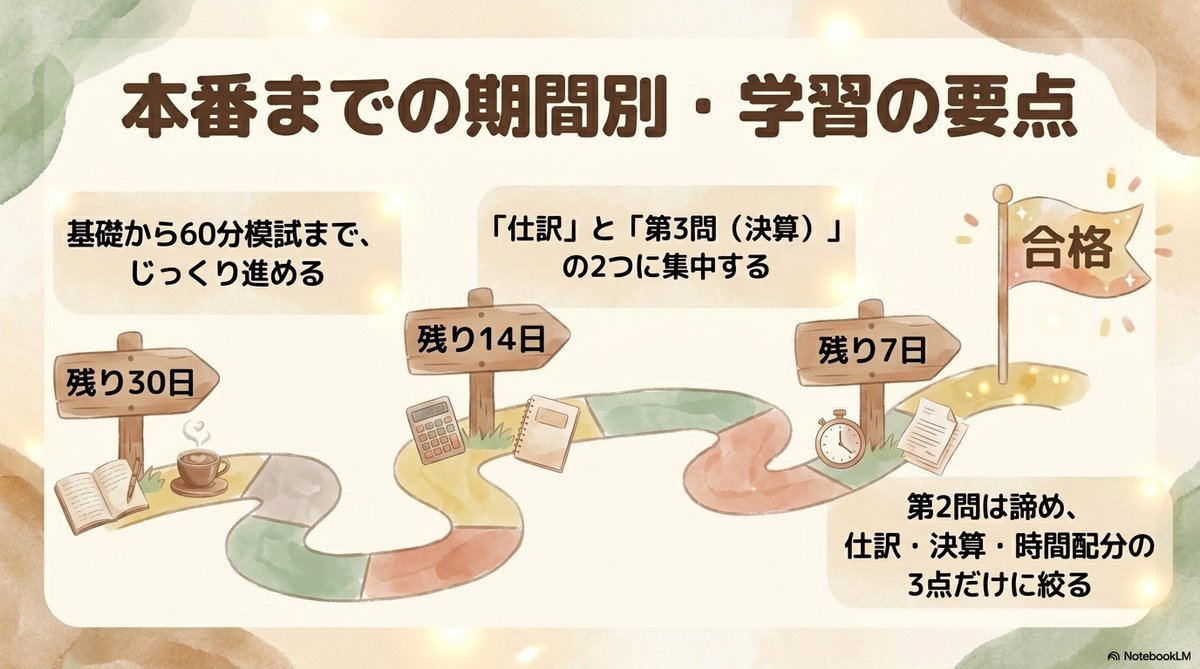 簿記3級 過去問 30日 14日 7日 学習プラン 仕訳 決算 時間配分