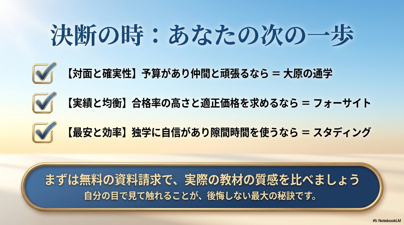 簿記講座 決断 まとめ 大原 フォーサイト スタディング 選び方