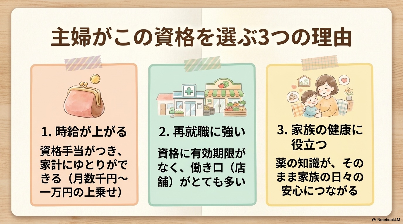 登録販売者 子持ち 主婦が登録販売者を選ぶ3つの理由（時給アップ・再就職・家族の健康）
