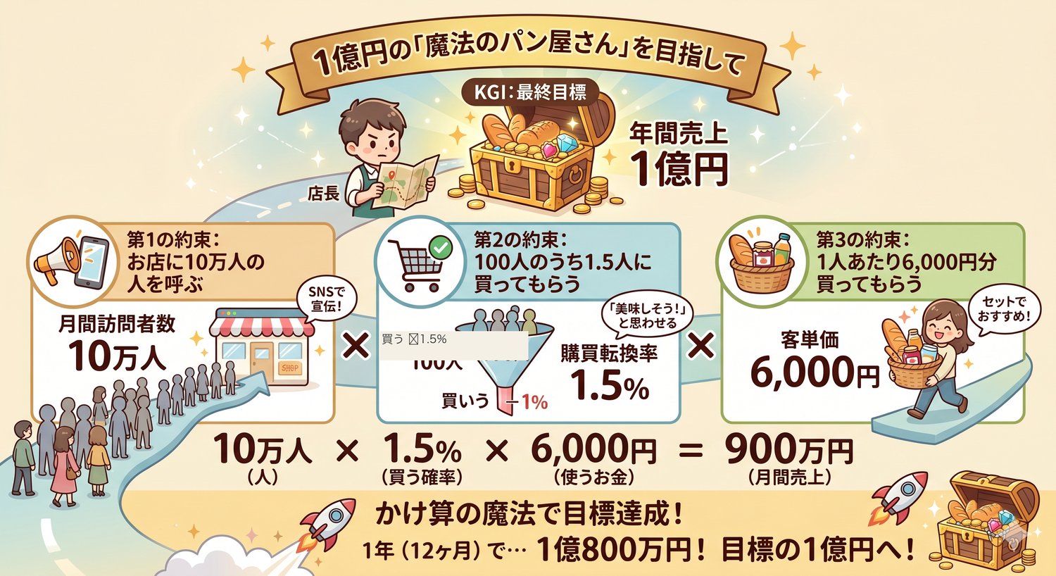ITパスポート 落ちた人が覚える KGI/KPI 物語化 ITパスポート ストラテジ系の物語化:1億円の魔法のパン屋さんで覚えるKGIとKPI