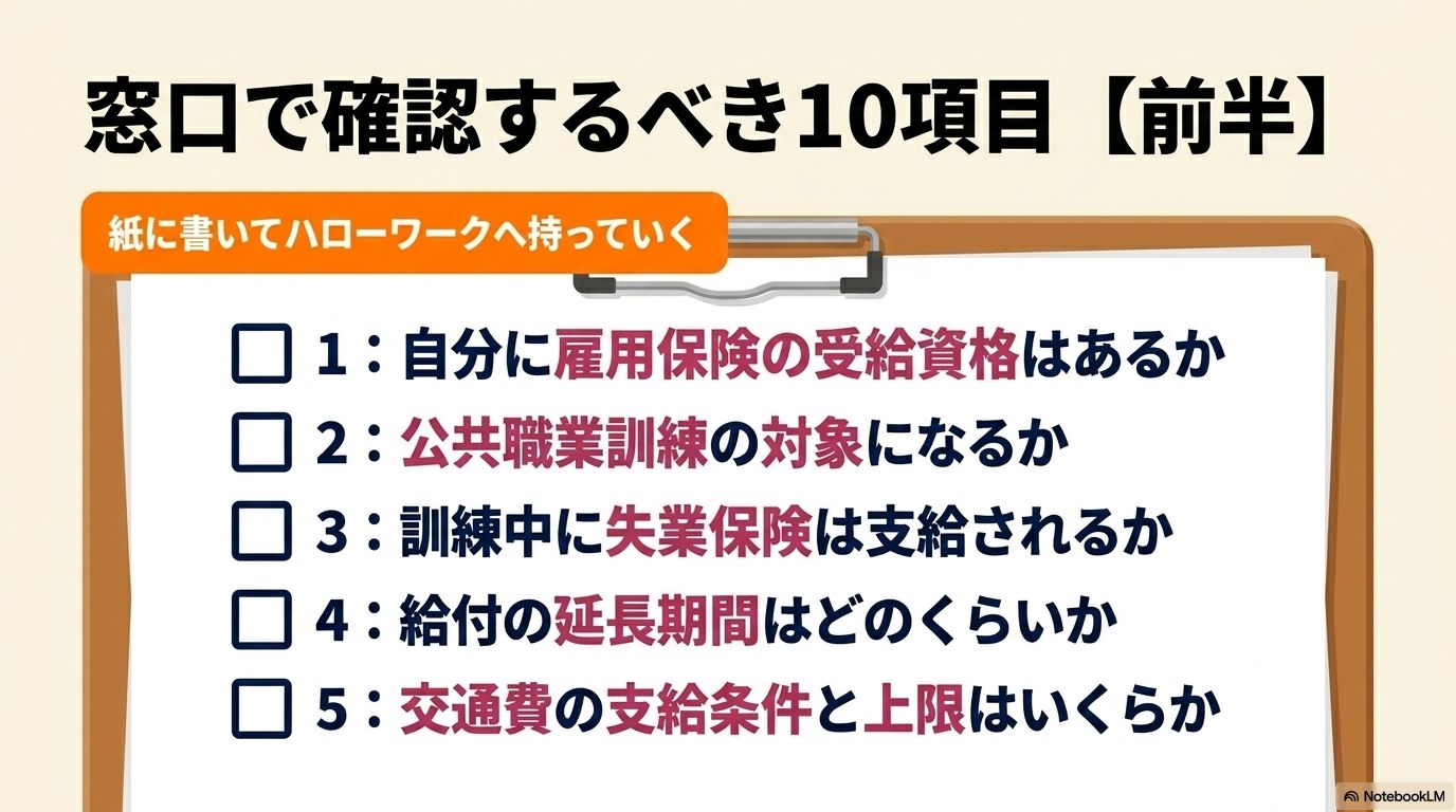 公共職業訓練 ハローワーク 10項目 確認 前半｜雇用保険・受給