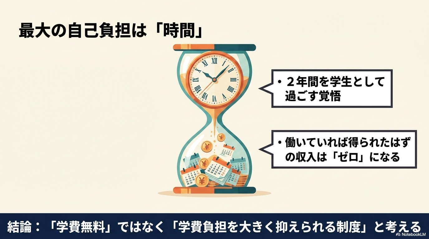 公共職業訓練 時間 自己負担｜2年間の機会費用