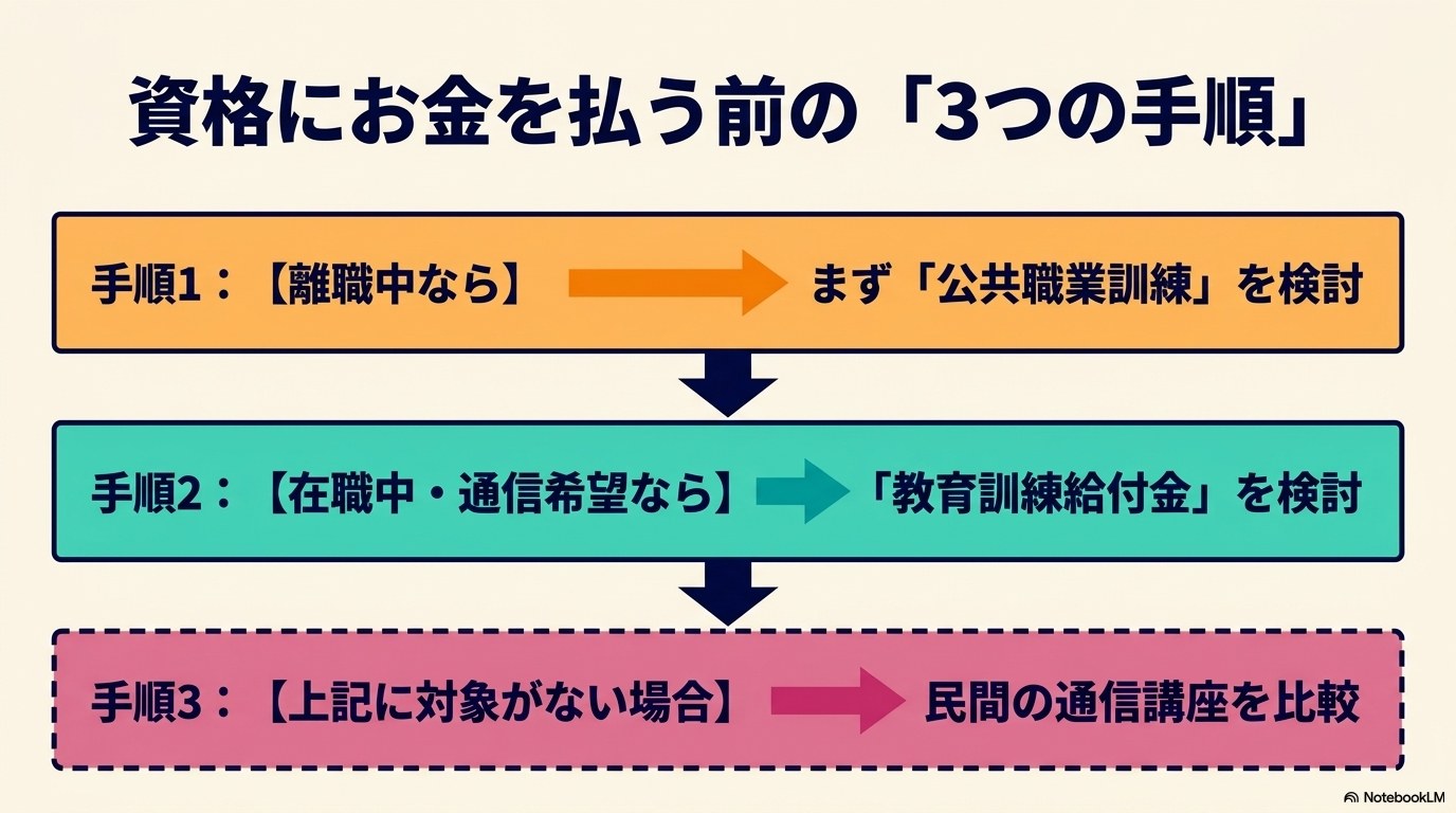 公共職業訓練 資格 給付金 順序｜申込前の3手順