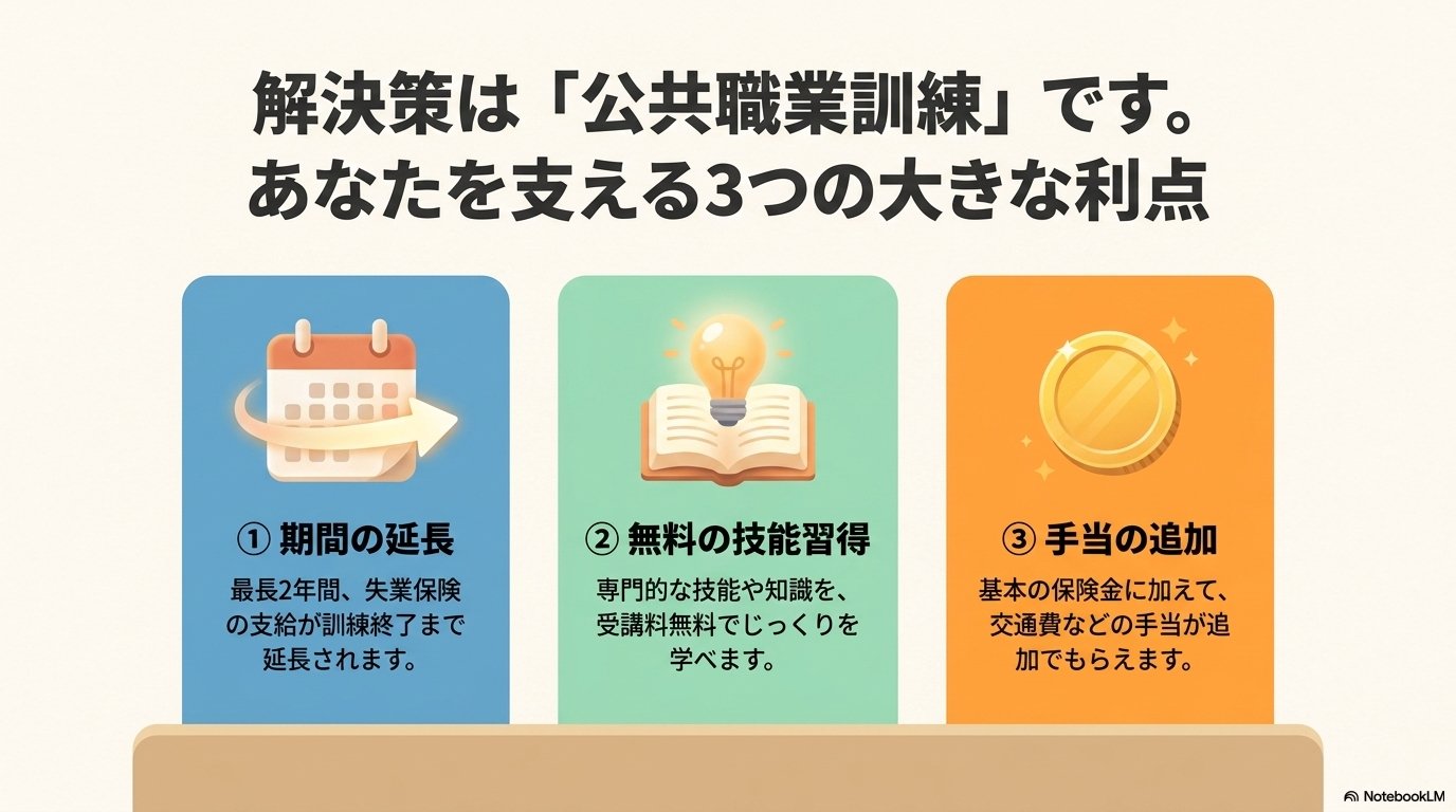 公共職業訓練の3大メリット：給付期間の延長・無料の技能習得・手当の追加支給