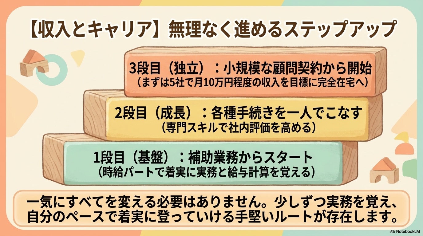 社労士 子持ち 独立 小規模顧問 月10万 6段階