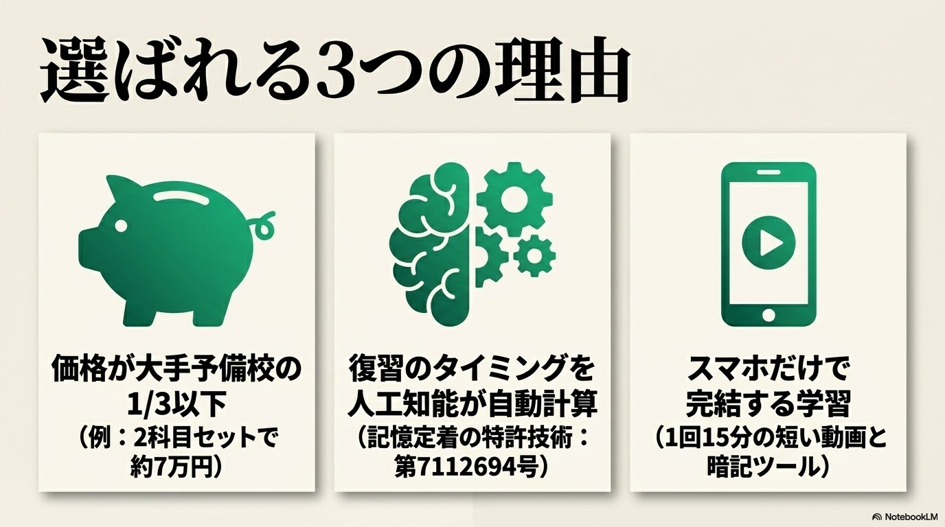 スタディング 税理士 選ばれる3つの理由 価格 AI学習 スマホ完結