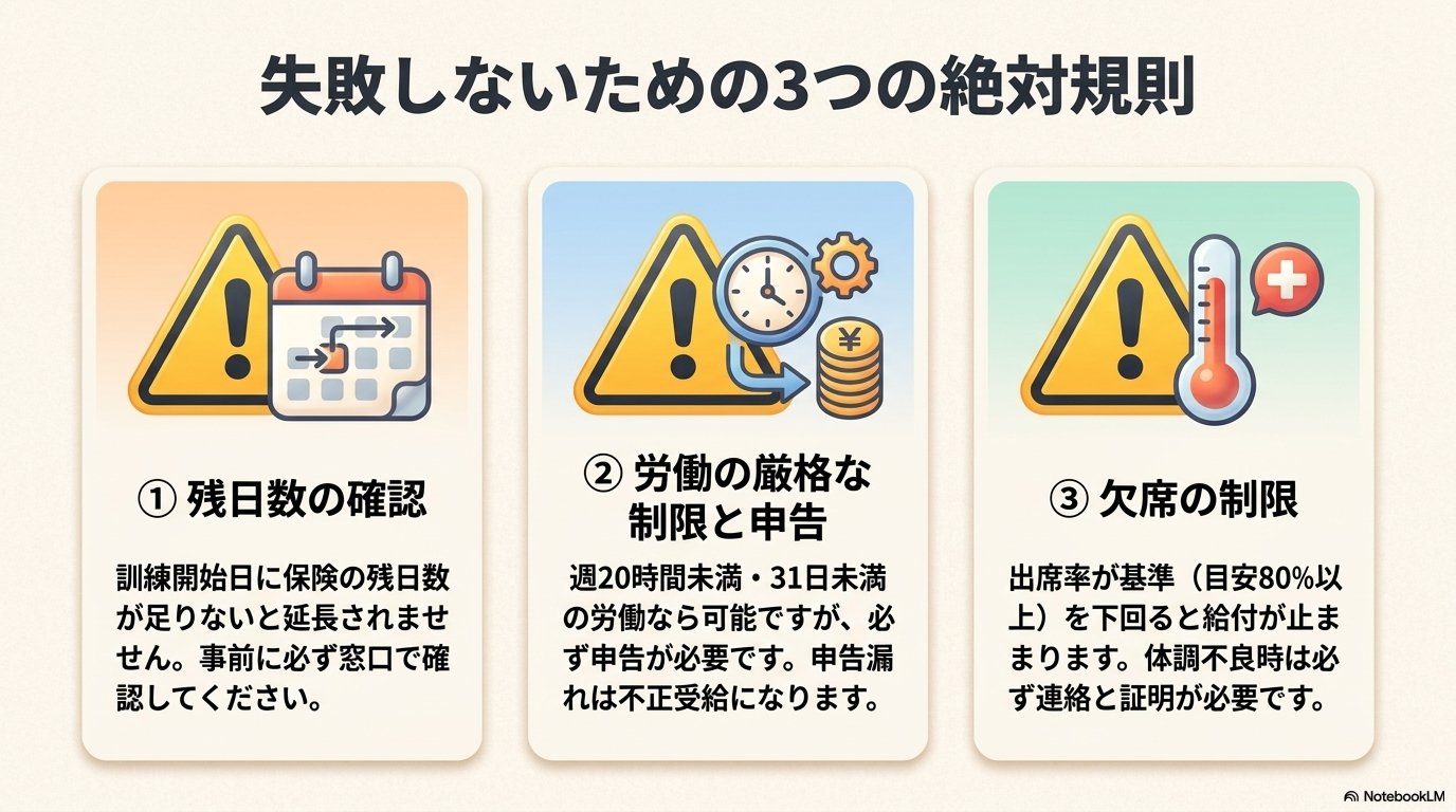 公共職業訓練 失敗しない 3つの絶対規則 残日数確認 労働制限申告 欠席制限