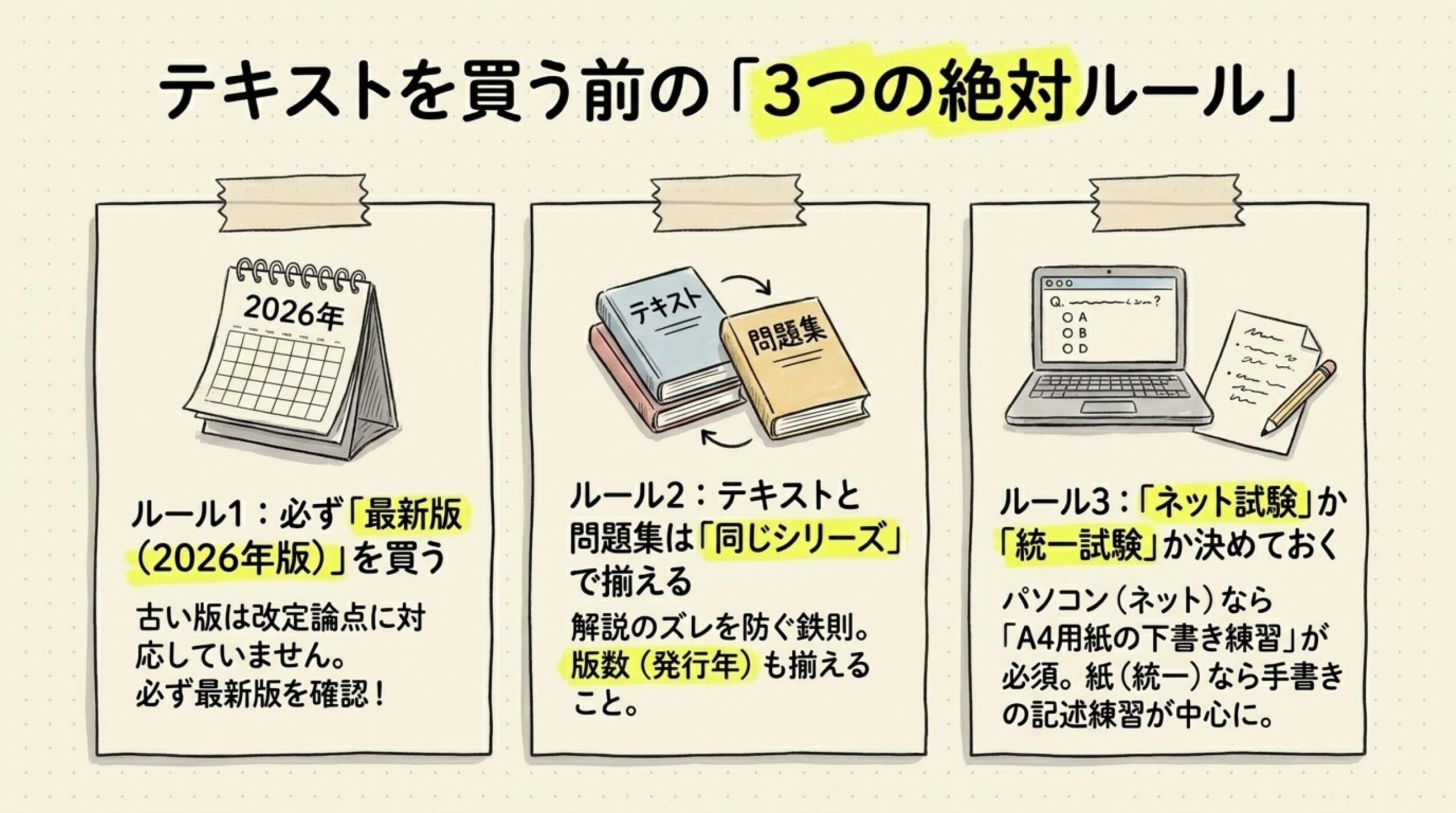 簿記2級テキストを買う前の3つの絶対ルール（最新版・同シリーズ・試験形式）