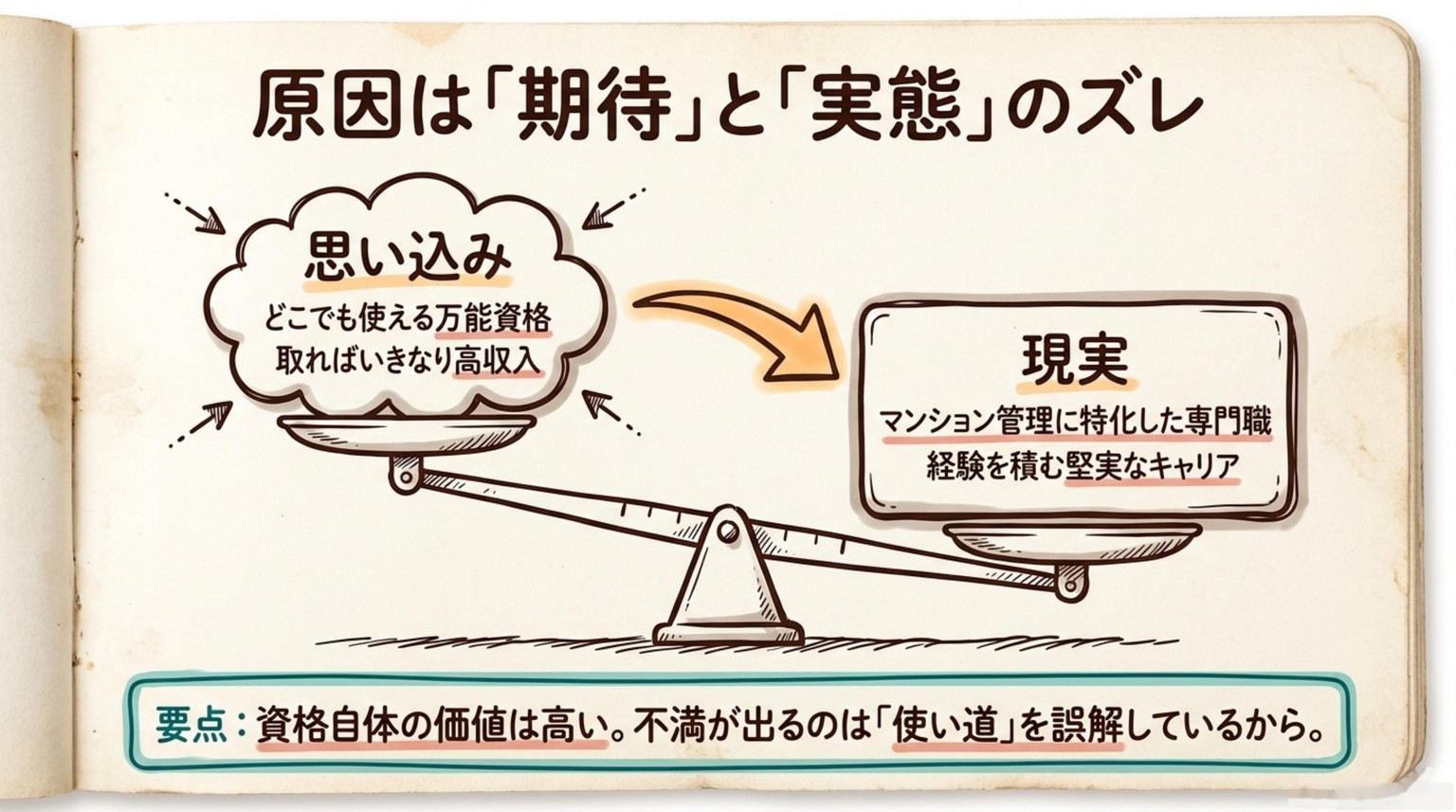 管理業務主任者がやめとけと言われる5つの理由の比較図