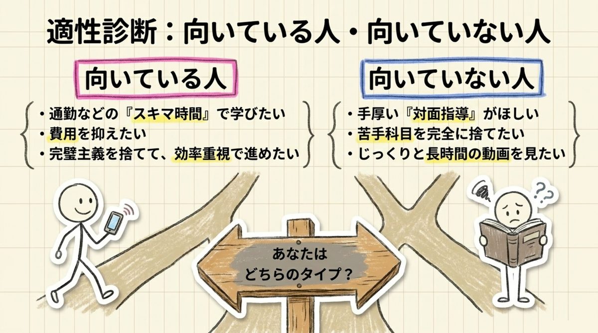 フォーサイト社労士講座に向いている人と向いていない人を比較した図解