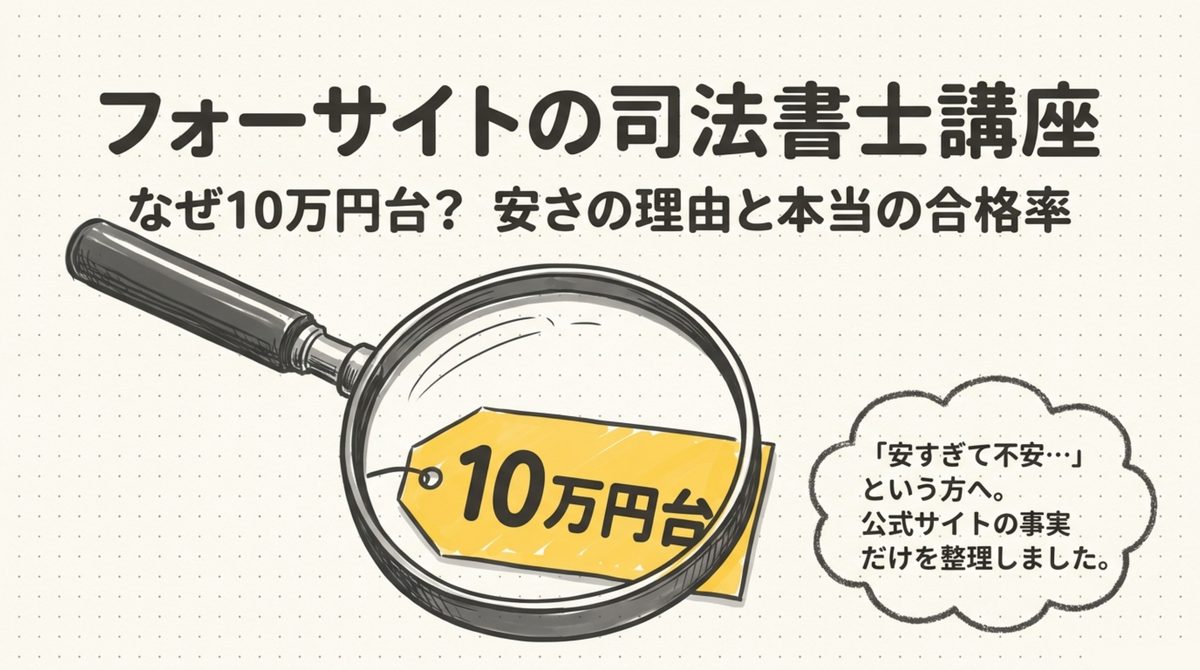 フォーサイトの司法書士講座はなぜ10万円台?安さの理由と本当の合格率を公式サイトの事実だけで整理