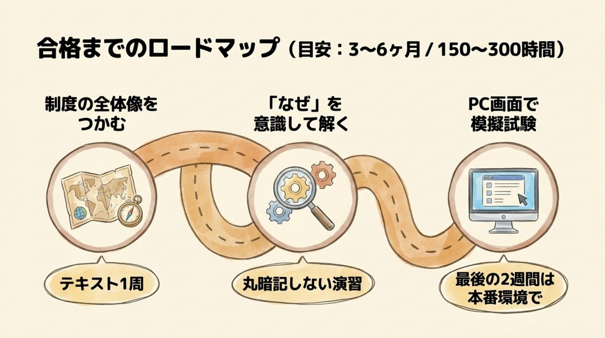 FP2級CBT合格までのロードマップ：3〜6ヶ月・150〜300時間の3段階学習計画