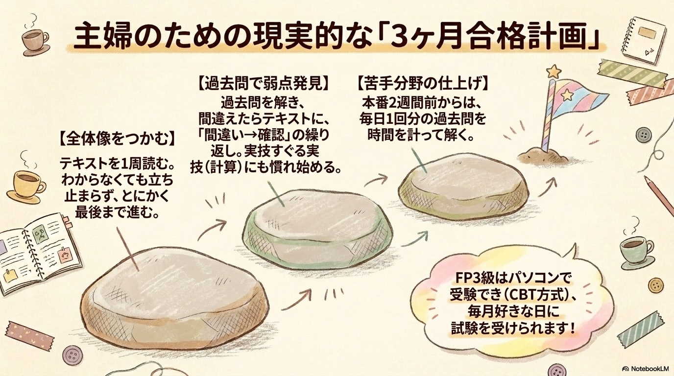 FP3級の勉強法、主婦向け現実的な3ヶ月合格計画