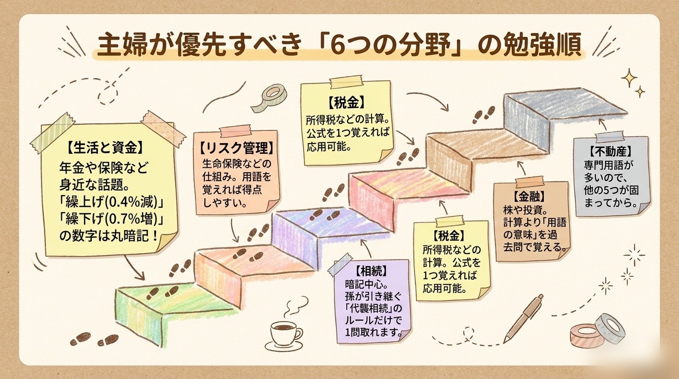 FP3級の勉強法、主婦が優先すべき「6つの分野」の勉強順