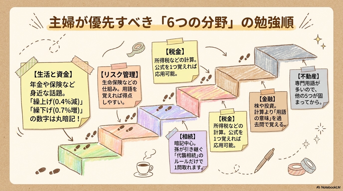 FP3級の勉強法、主婦が優先すべき「6つの分野」の勉強順