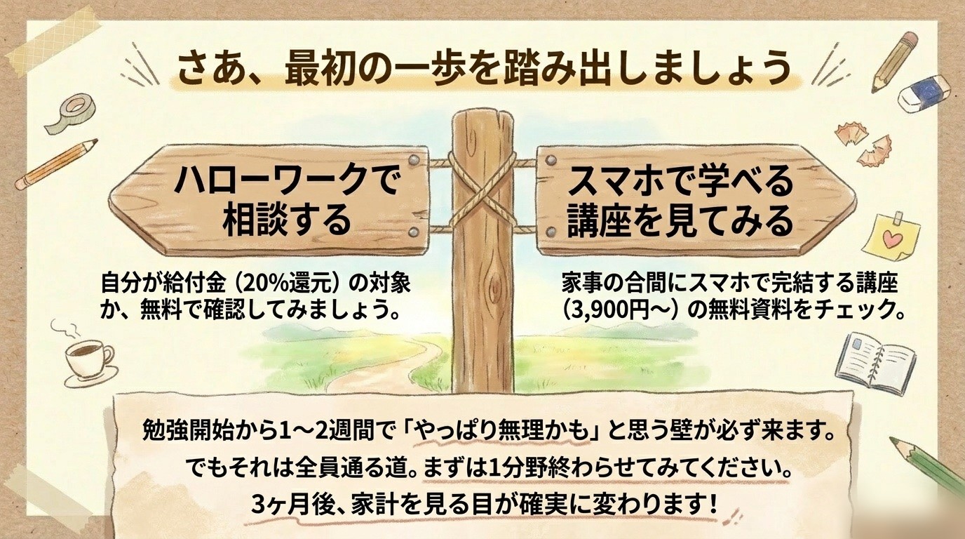 FP3級の勉強法、主婦の最初の一歩はハローワークか通信講座の資料請求
