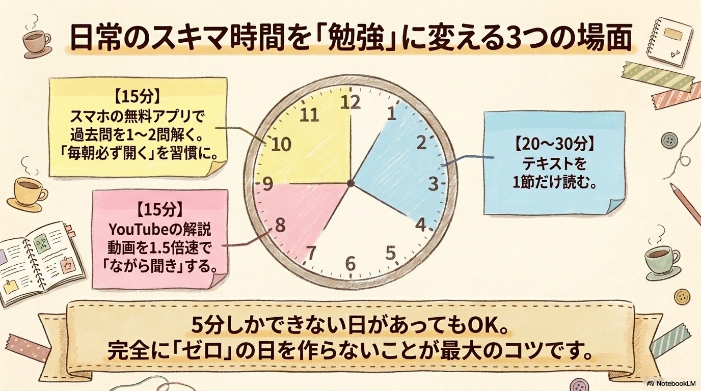 FP3級の勉強法、主婦が家事のスキマ時間を勉強時間に変える3つの場面