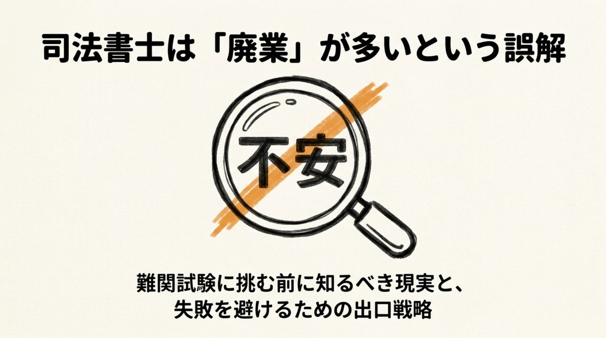 司法書士は廃業が多いという不安を資格取得前の出口設計として整理する図解