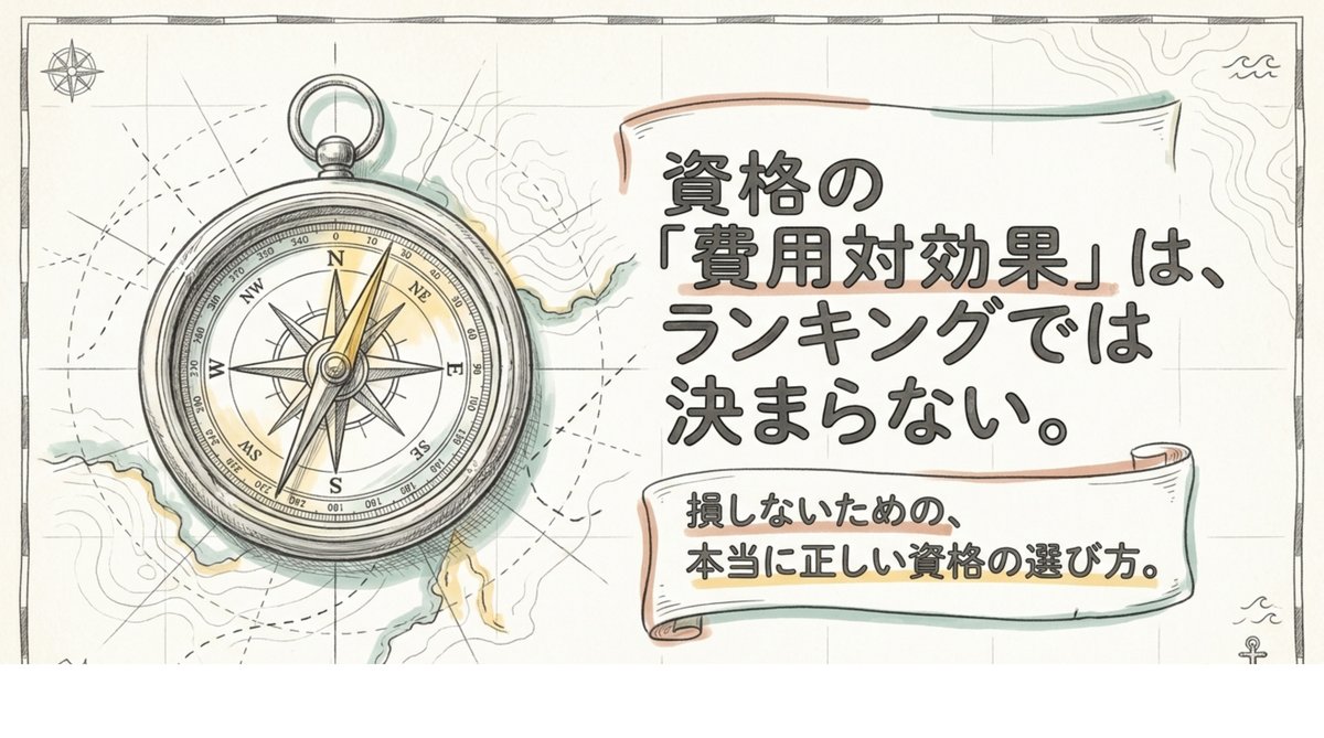 資格の費用対効果はランキングでは決まらない 資格の費用対効果はランキングではなく自分の使い場面で決まることを示す図解
