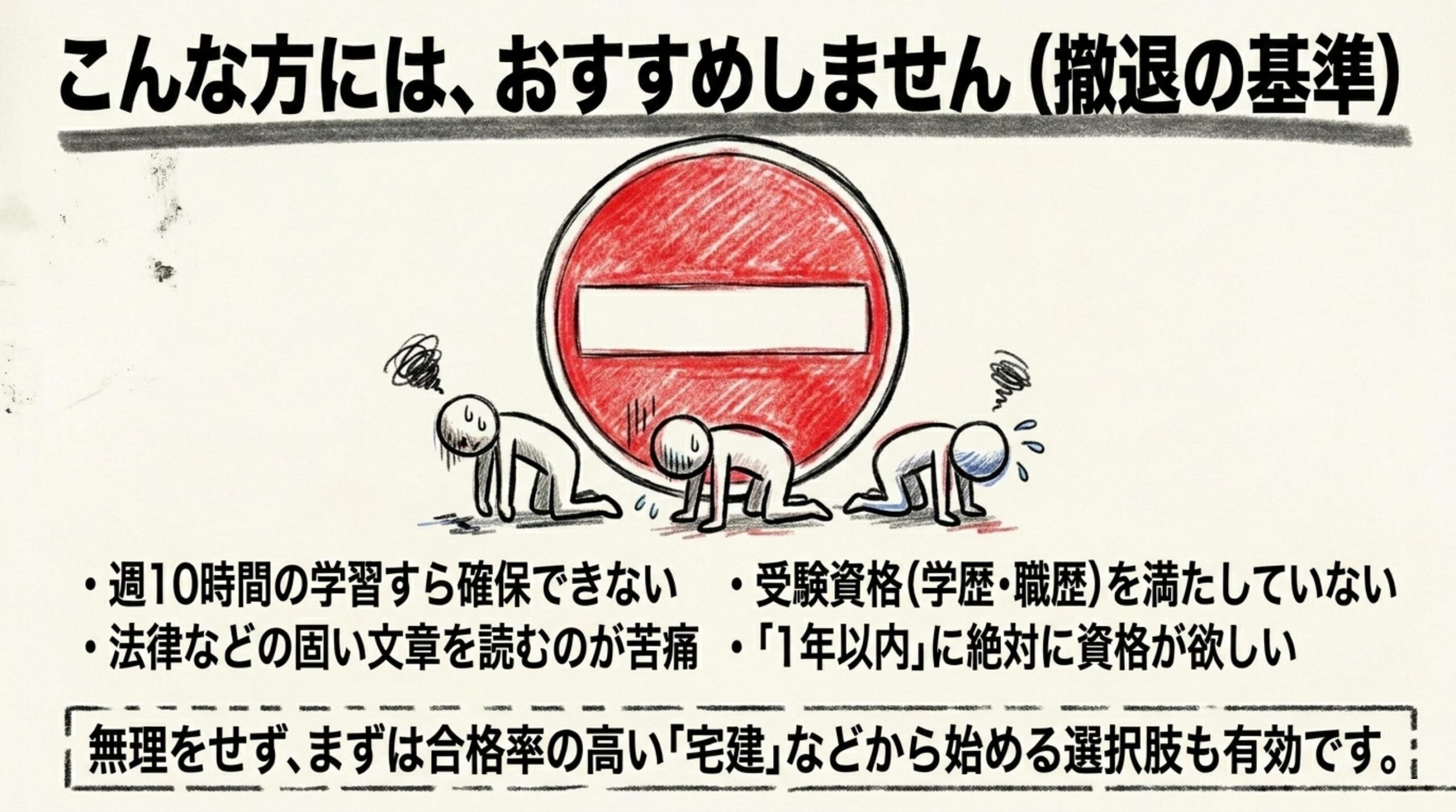 こんな方には社労士はおすすめしません（撤退の基準・週10時間確保できない・受験資格なし）