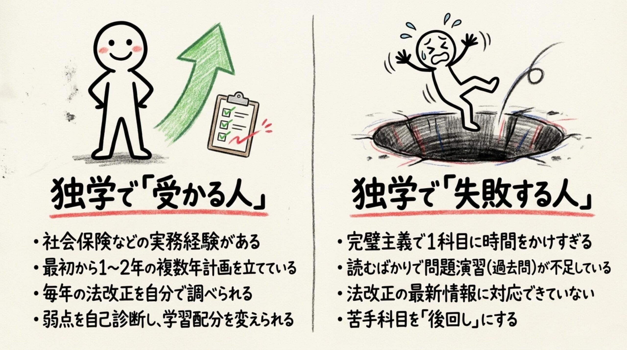 独学で受かる人と失敗する人の違い（社労士試験）
