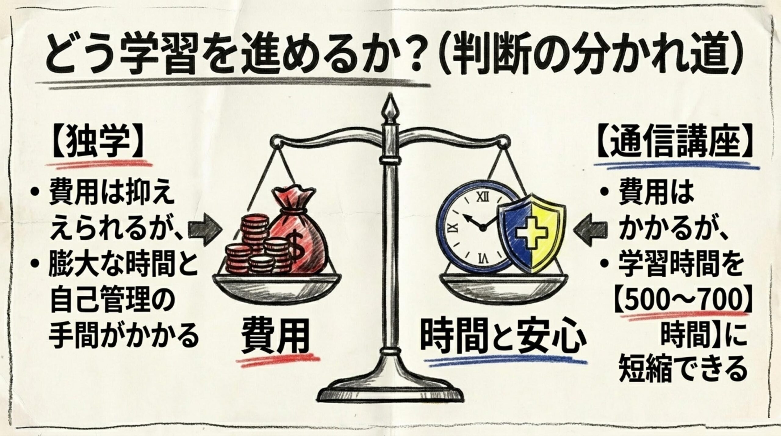 どう学習を進めるか独学か通信講座かの判断の分かれ道