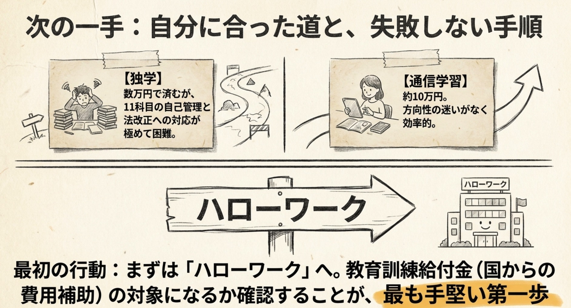 司法書士 独学と通信学習の比較 最初の行動はハローワークで教育訓練給付金の対象か確認