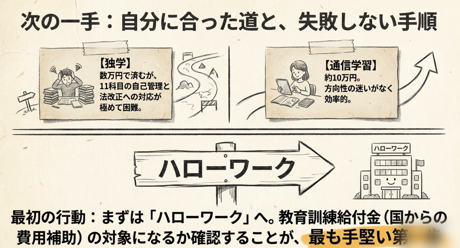 司法書士 独学と通信学習の比較 最初の行動はハローワークで給付金を確認