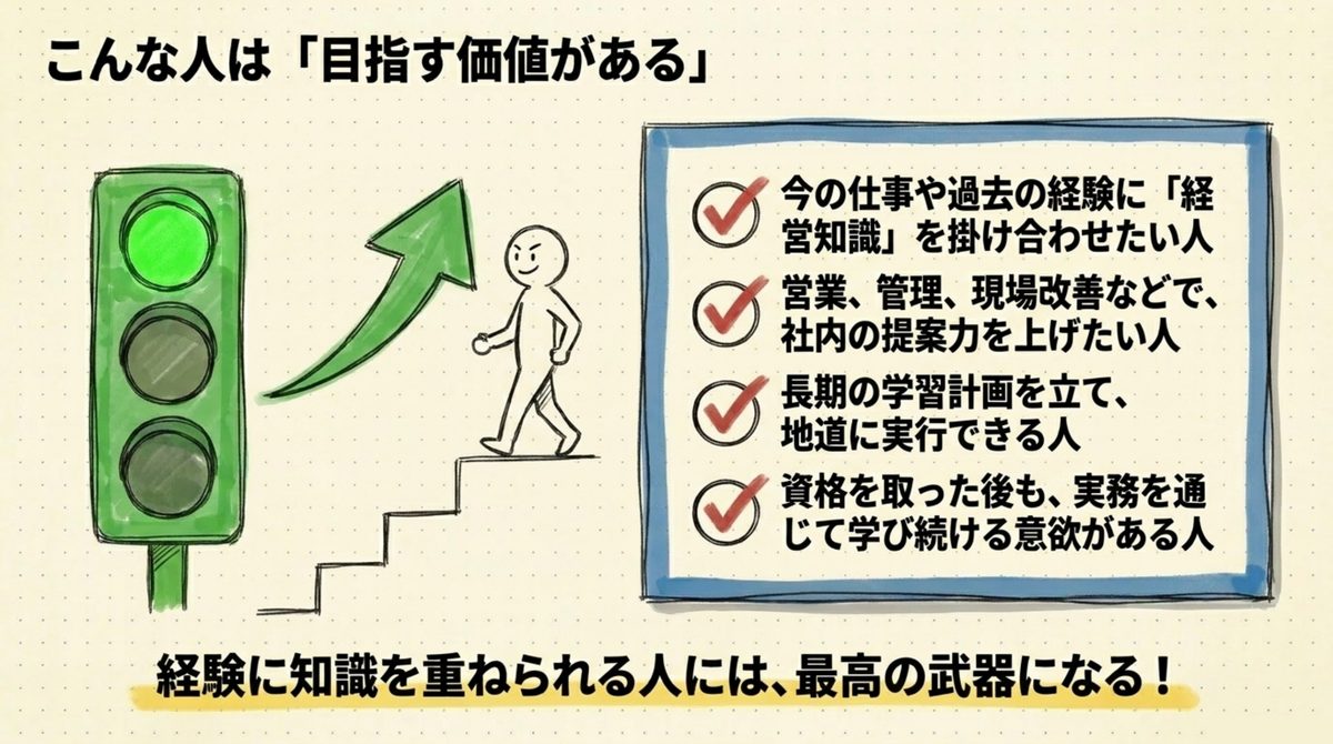 中小企業診断士を目指す価値がある人の特徴を整理した図解