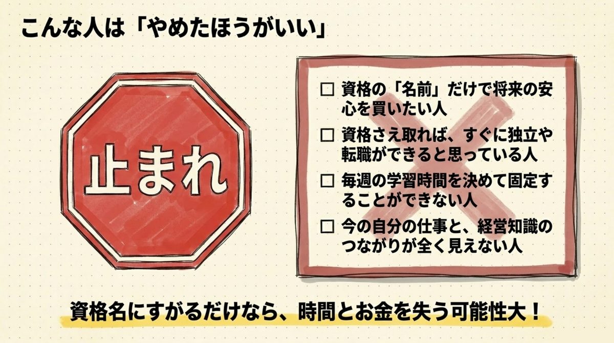 中小企業診断士をやめたほうがいい人の特徴を整理した図解