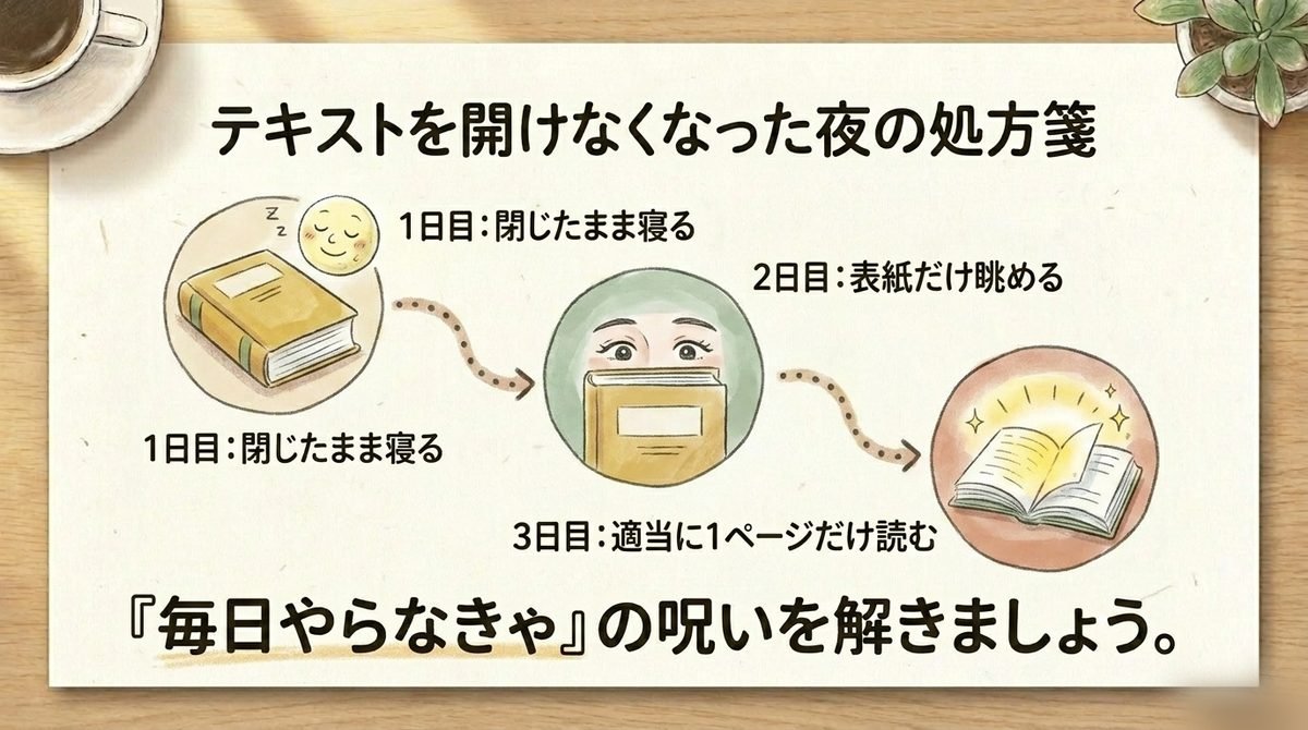 テキストを開けない夜の3段階の対処法