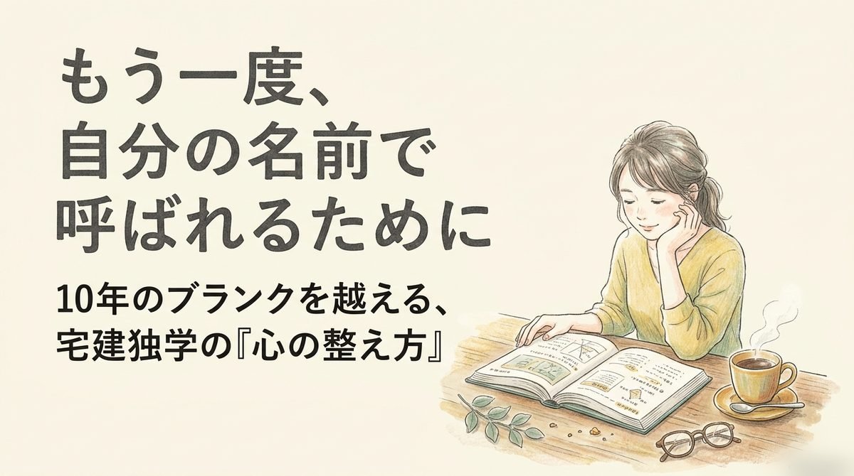 10年のブランクを越えて宅建独学に再挑戦する主婦のイメージ