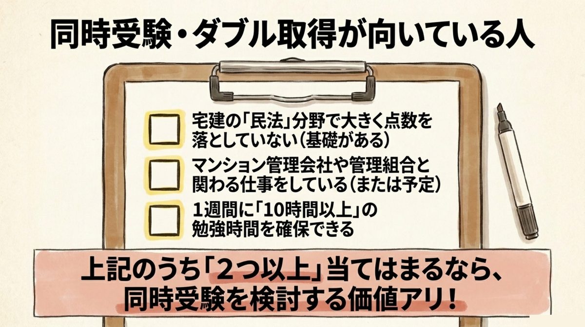 宅建とマンション管理士の同時受験・ダブル取得が向いている人のチェックリスト3項目