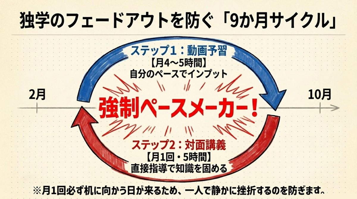 宅建の水野塾9か月サイクル|動画予習と月1回の対面講義