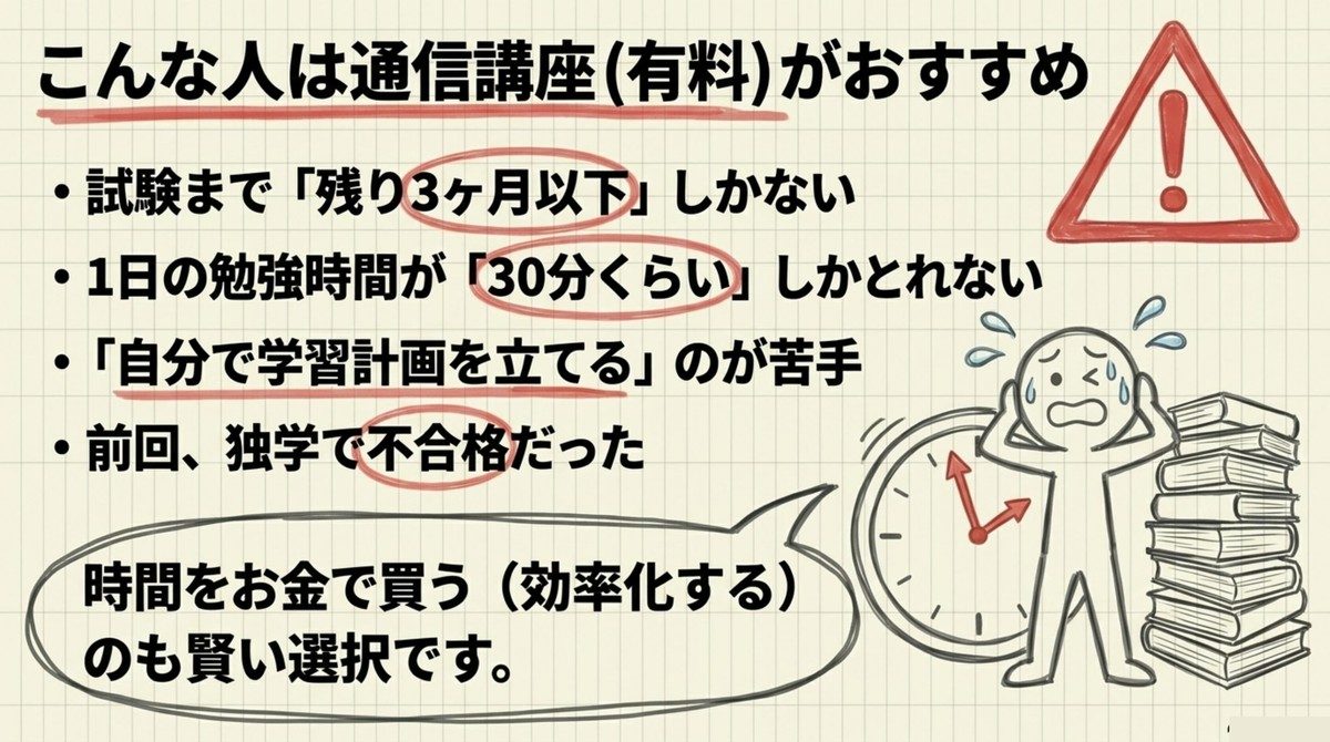 宅建で通信講座有料がおすすめな人の条件チェックリスト