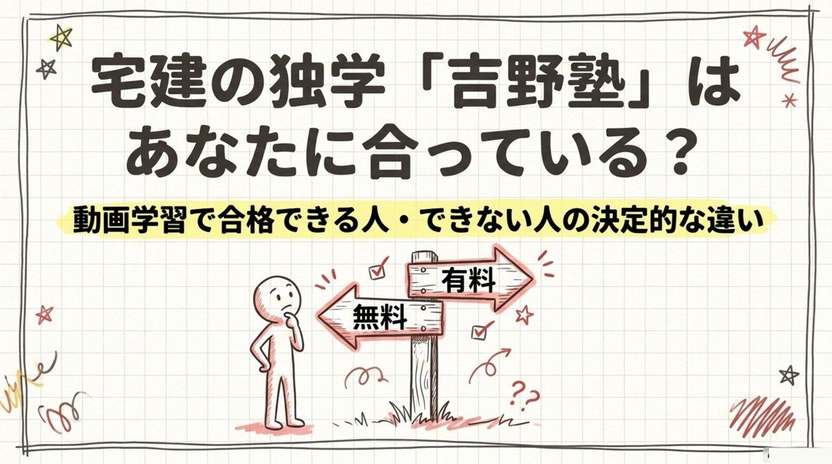 宅建の独学「吉野塾」が自分に合っているかを考える図解