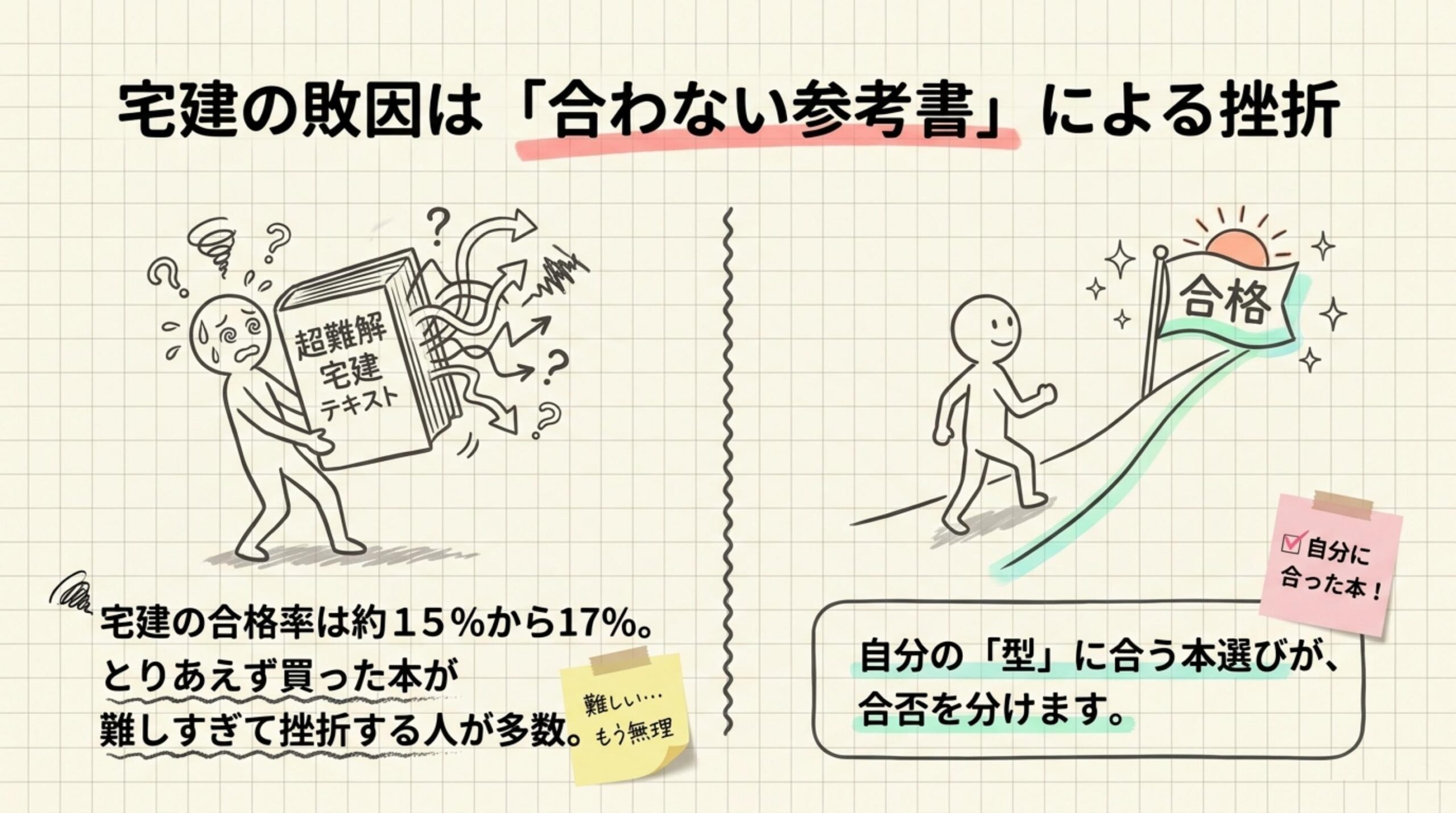 宅建に落ちる人の多くが「合わない参考書」を選んでいる