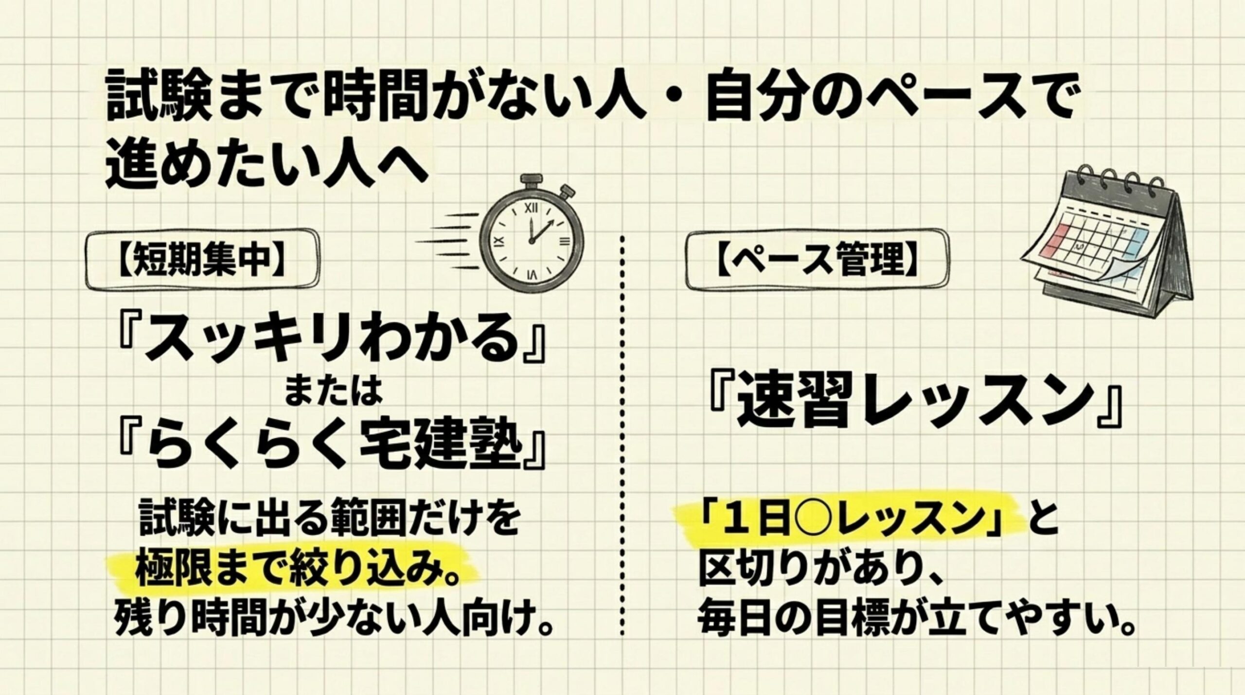 試験まで時間がない短期集中派とペース管理で進めたい人への宅建参考書おすすめ（スッキリ・らくらく・速習レッスン）