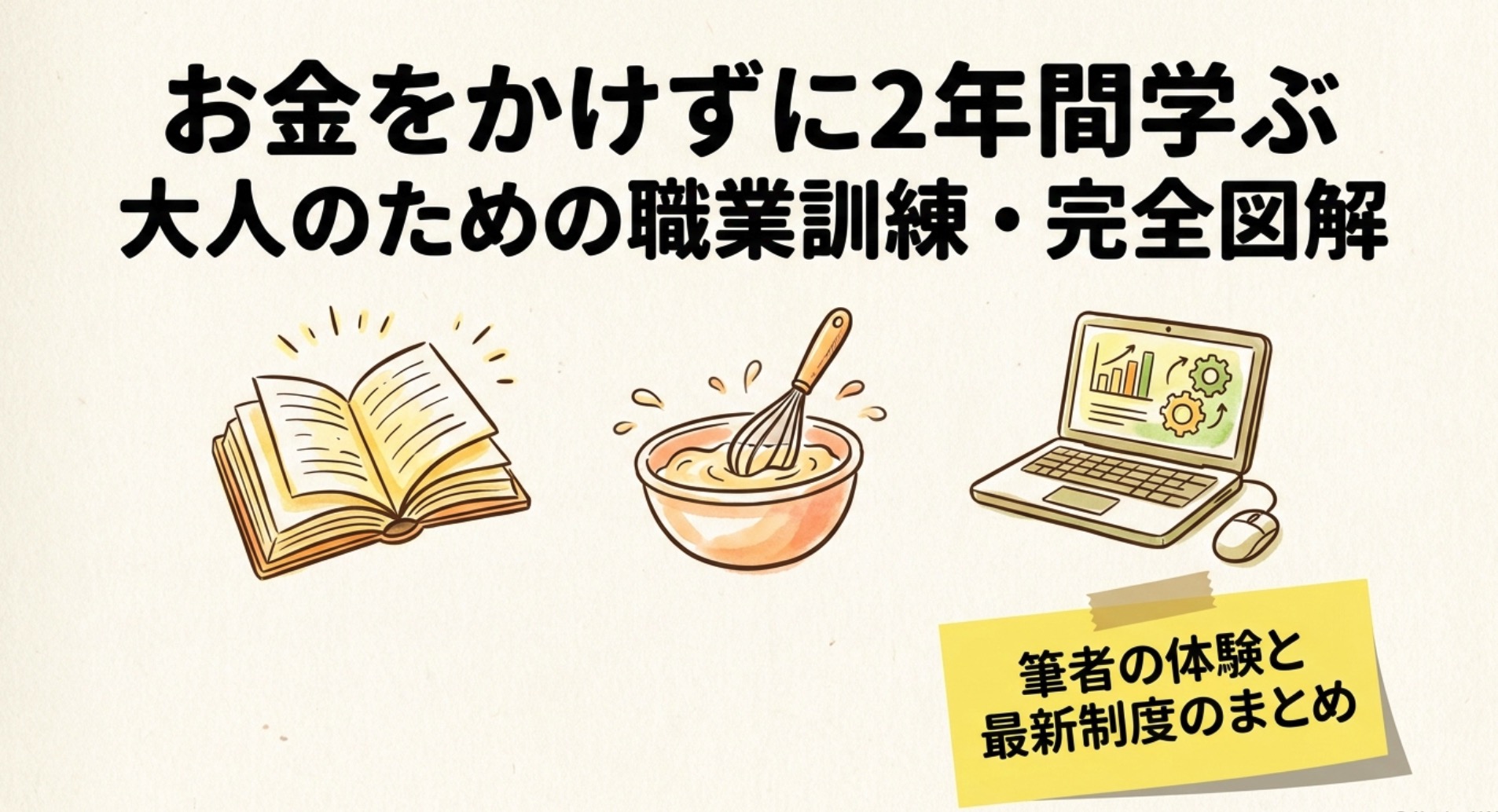 職業訓練 体験談:お金をかけずに2年間学ぶしくみを図解