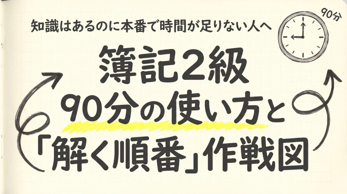知識はあるのに本番で時間が足りない人へ向けた簿記2級90分の使い方と解く順番の作戦図
