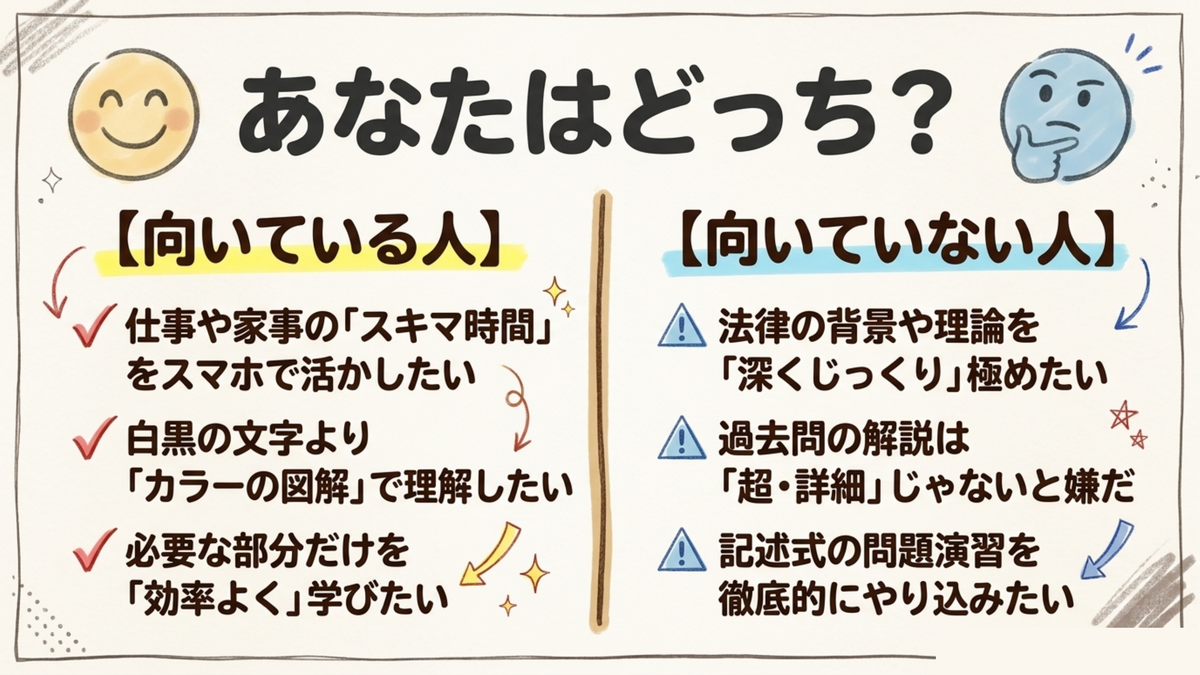 フォーサイト行政書士講座に向いている人と向いていない人の判断軸図解
