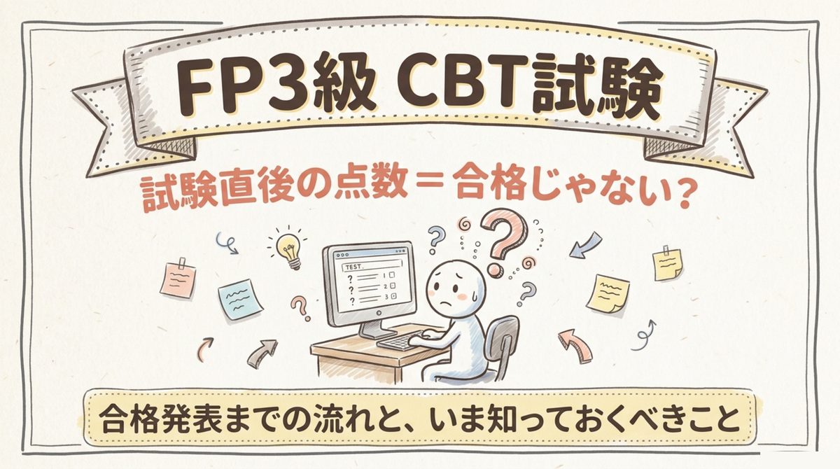 FP3級CBT試験の合格発表までの流れといま知っておくべきことを示すタイトル図解