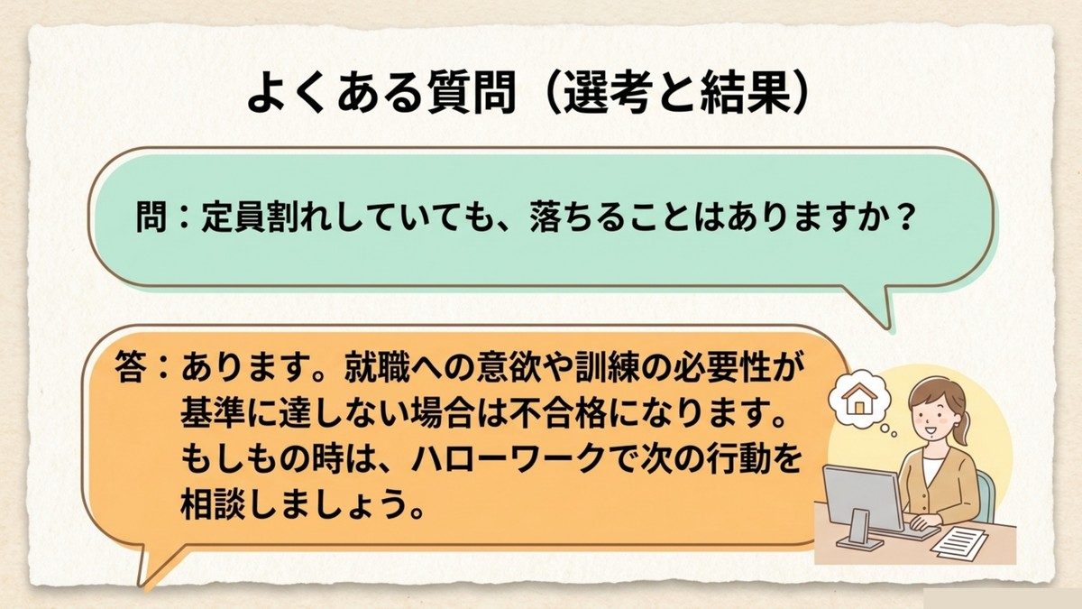 長期高度人材育成コースの選考で、定員割れしていても不合格になる場合があることを説明する図