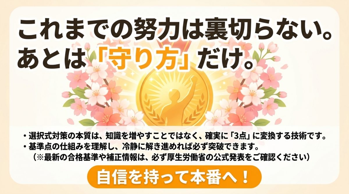 社労士選択式対策の本質は知識を増やすことではなく確実に3点に変換する技術であることを示すまとめの図解