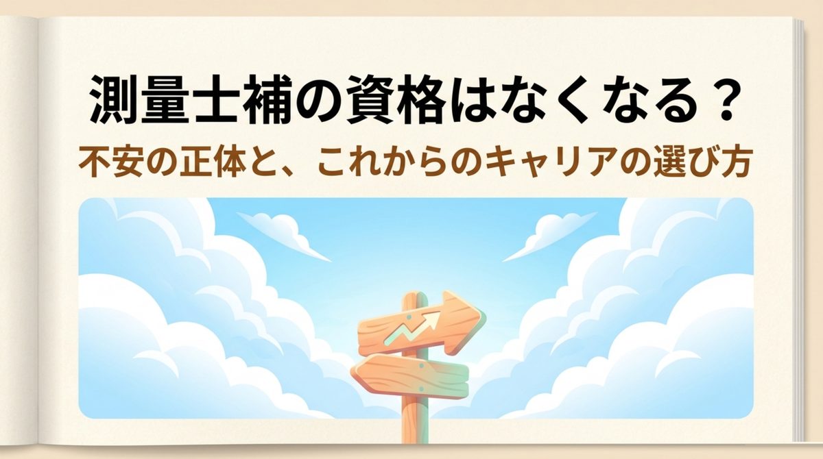 測量士補はなくなるという不安と測量士補測量士の業務範囲の違いを示す図解