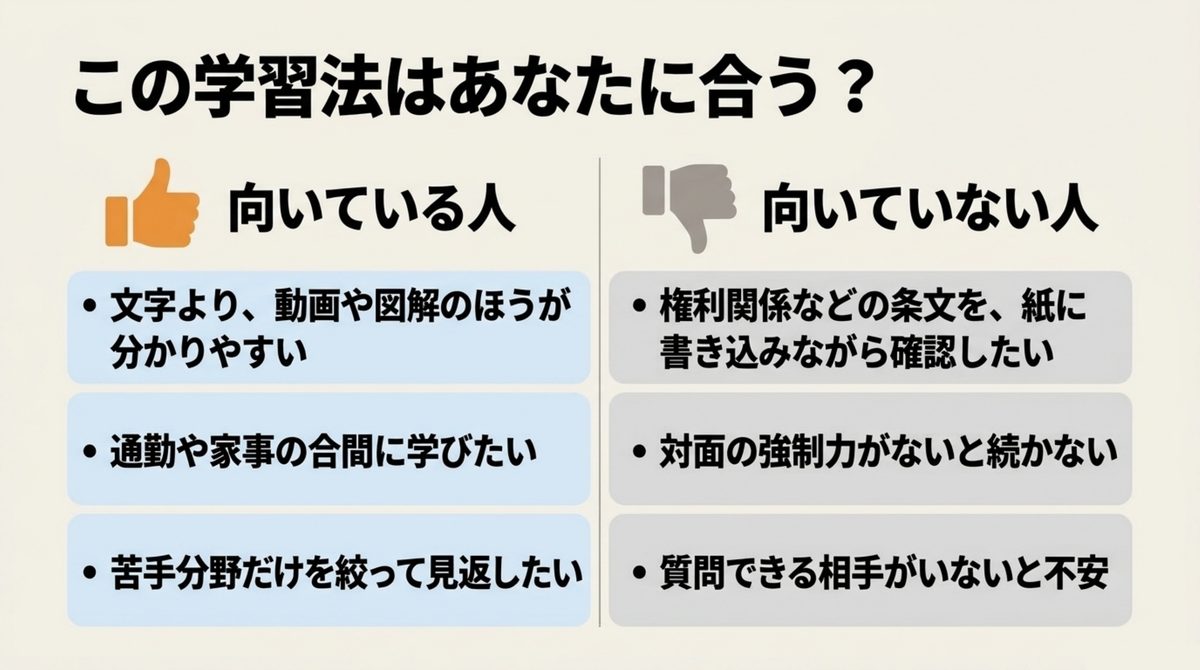 動画・図解中心の学習が向いている人・向いていない人を整理したチェックリスト